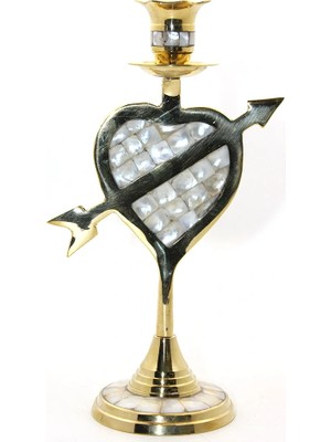 Aesco Pirinç Sedefli Tekli Şamdan Model 2