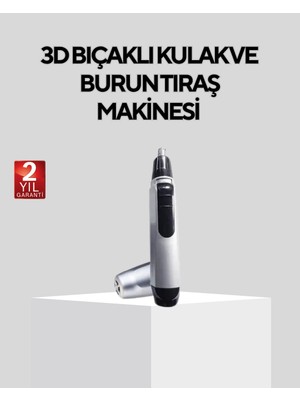 Aesco Burun Kulak ve Kaş Tıraş Makinesi 3D Keskin Bıçaklı Pil ile Çalışan