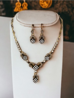 Fayra Accessories Zirkon Taşlı Gerdanlık Kolye ve Küpe Seti