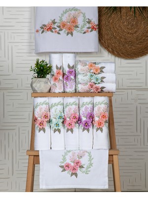 Ünsal Tekstil Buldan Üretimi Çeyizlik Peri Kadife 6'lı El/yüz Havlusu I 50X90