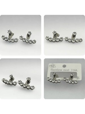 Stainless Steel 316L Paslanmaz Çelik Sıra Taşlı Tırmanan Küpe