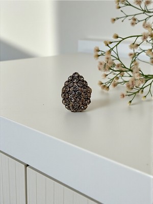 Fayra Accessories Elmas Montür Zirkon Taşlı Salkım Yüzük