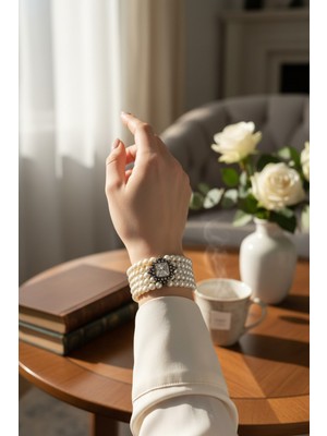 Fayra Accessories Baget Zirkon Taşlı Inci Bileklik