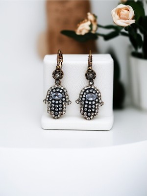 Fayra Accessories Zirkon Taşlı Fatma Ana Eli Küpe