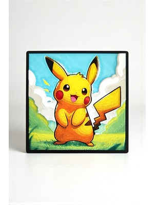 Saes Labs Pokemon Pikachu Dekoratif 3D Mini Tablo 9x9 cm | Magnetli & Bantlı