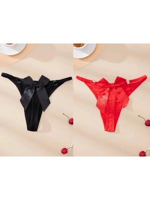 Ett Tegan Büyük Beden Fantezi Kadın 2'li Fiyonklu Halkalı Tanga TG270044-B - Xl