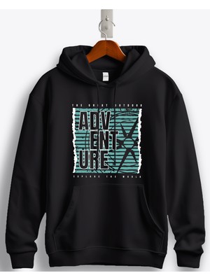 MGAX Adventure The Great Outdoor Explore The World Baskılı Regular Kapşonlu Sweatshirt