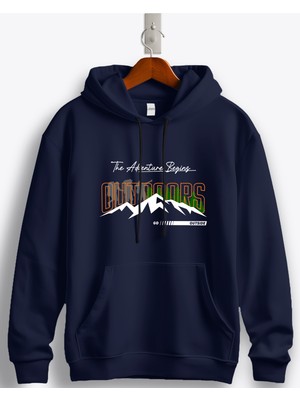 MGAX Outdoors The Adventure Begins Baskılı Regular Kapşonlu Sweatshirt