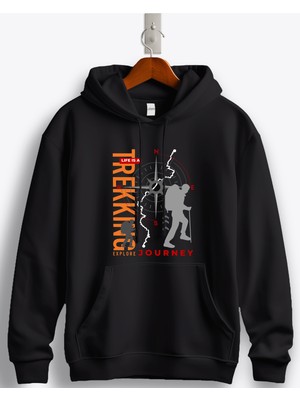 MGAX Adventure Life Is A Trekking Expolre Journey Baskılı Regular Kapşonlu Sweatshirt