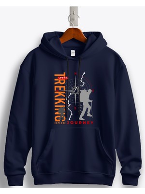 MGAX Adventure Life Is A Trekking Expolre Journey Baskılı Regular Kapşonlu Sweatshirt