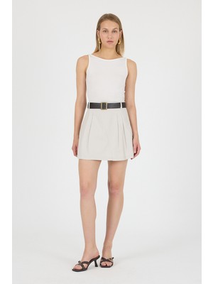 Pileli Kemer Takılabilir Şort Etek