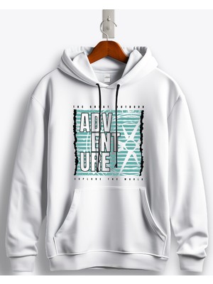 MGAX Adventure The Great Outdoor Explore The World Baskılı Regular Kapşonlu Sweatshirt