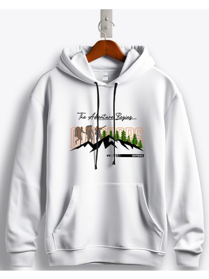 MGAX Outdoors The Adventure Begins Baskılı Regular Kapşonlu Sweatshirt