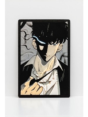 Saes Labs Solo Leveling Sung Jin-Woo Dekoratif 3D Mini Tablo 6x9 cm | Magnetli & Bantlı