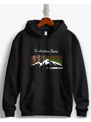 MGAX Outdoors The Adventure Begins Baskılı Regular Kapşonlu Sweatshirt