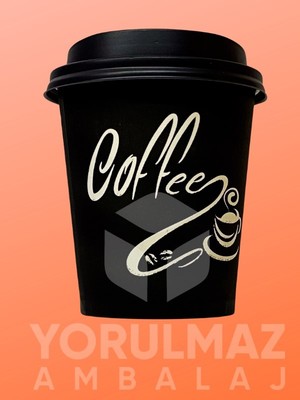 Yorulmaz Ambalaj 24’lü  8 Oz (220 Cc) Siyah Kapaklı Karton Bardak – Sızdırmaz Kapaklı, Sıcak & Soğuk Içecekler Için Dayanıklı Kullan At Kahve Bardağı