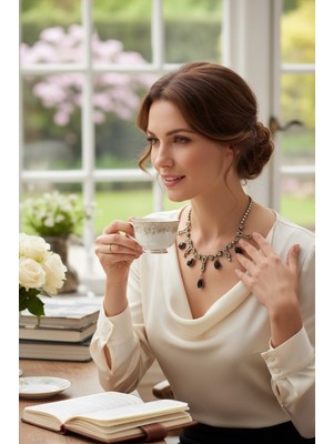 Fayra Accessories Sarkıt Gerdanlık Zirkon Taş Detaylı Nişan Kına Düğün Gerdanlık