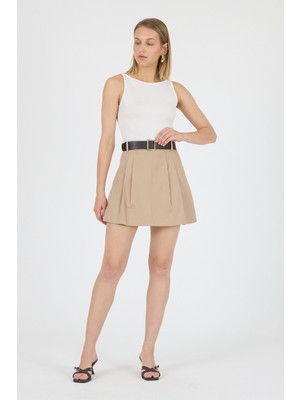 Pileli Kemer Takılabilir Şort Etek