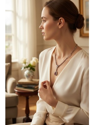 Fayra Accessories Zirkon Taşlı Su Yolu Zincirli Su Damlası Gerdanlık Kolye