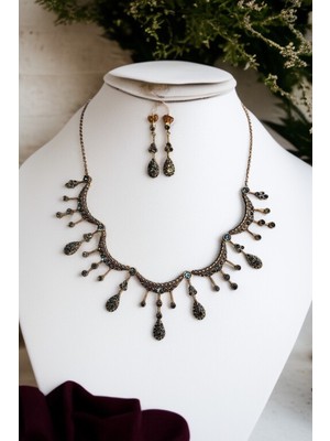 Fayra Accessories Kristal Taşlı Gerdanlık Kolye ve Küpe Seti
