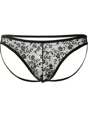 Ett Tegan Seksi Dantelli Arkası Açık Seksi Siyah Erkek Külot TG274626 - Xs