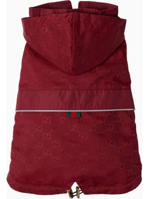 Gucci Gg Desenli Italyan Tasarımı, Kırmızı Köpek Yağmurluğu