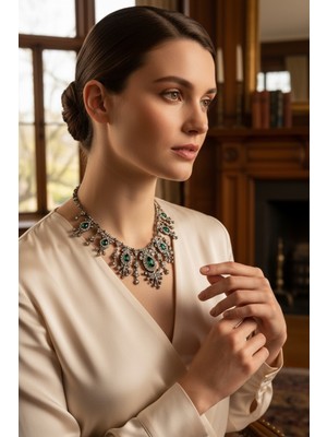 Fayra Accessories Zirkon Taşlı Su Damlası Nişan Kına Düğün Gerdanlık