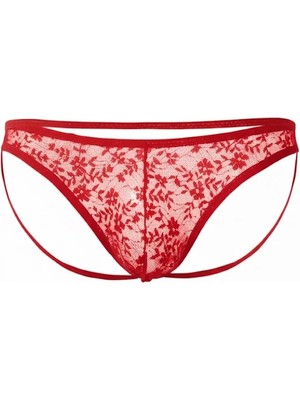 Ett Tegan Seksi Dantelli Arkası Açık Seksi Kırmızı Erkek Külot TG274627 - L