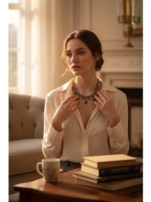 Fayra Accessories Zirkon Taşlı Su Damlası Nişan Kına Düğün Gerdanlık