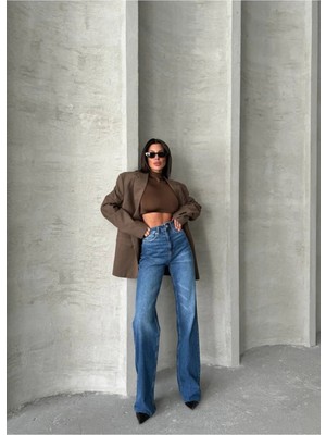 DENİKK Trend Özel Tasarım Bol Paça Rahat Kalip Palazzo Pantolon 25