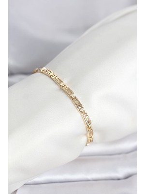 Ett cm 14K Gold Renk Geometrik Model Kadın Bileklik