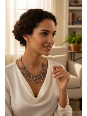 Fayra Accessories Zirkon Taşlı Nişan Kına Düğün Gerdanlık