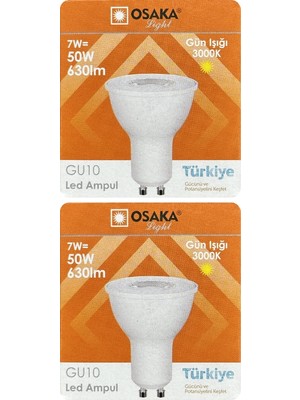 Avarson (2 Adet) Osaka 7W (50W) Sarı Işık (3000K) GU10 Duylu LED Spot Ampul