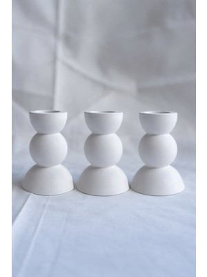 Lethe Studio Design 3'lü Dekoratif Şamdan Mumluk Seti Roma Sütun Şamdanlık, Vernikli Şamdan (Mumlar Dahil Değil)