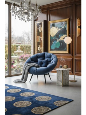 AVYNA Impern™ Premium Geniş Oturma Alanlı Berjer Tekli Koltuk | Dinlenme & Kitap Okuma Koltuğu | Lacivert