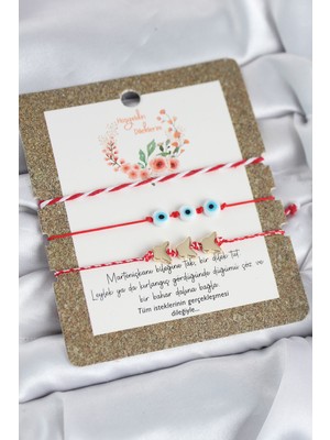 Ett Marteniçka Bileklik 3'lü Kelebek ve Nazar Boncuklu Model