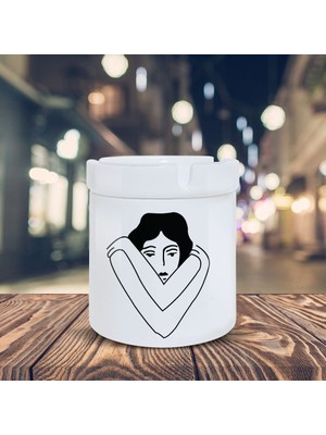 Asilmeydan Çizimsel Küllük Kendine Sarılan Kadın Baskılı Kül Tablası KL-198