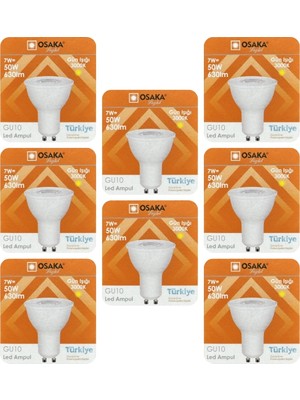 Avarson (8 Adet) Osaka 7W (50W) Sarı Işık (3000K) GU10 Duylu LED Spot Ampul