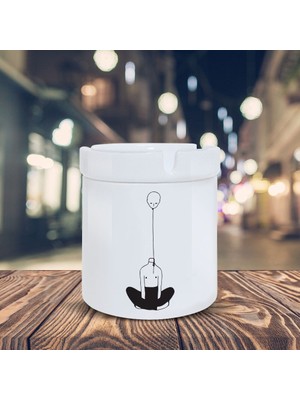 Asilmeydan Balon Kafa İnsan Küllük İllüstrasyon Baskılı Kül Tablası K-35