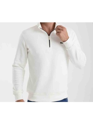 Lacoste Fermuar Yaka Beyaz Regular Fit Sweatshirt