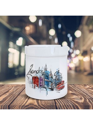 Asilmeydan Londra Şehir Renkli Silüet Baskılı Küllük Kül Tablası -11147