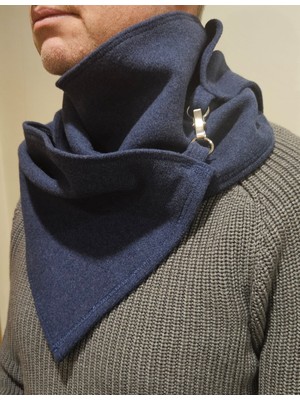 Leylace Yeni Model, Kışlık Yünlü Triko Kumaş, Lacivert Bordo Renk Boyunluk