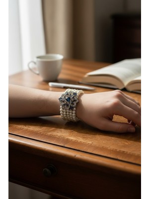 Fayra Accessories Kristal Taşlı Tasarım Inci Bileklik