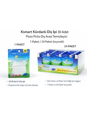 Esranın Dünyası Ksmart Kürdanlı Diş Ipi 30 Adet Floss Picks Diş Arası Temizleyici