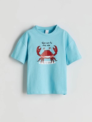 Lc Waikiki Yeni Sezon Bisiklet Yaka Baskılı Erkek Çocuk Tişört