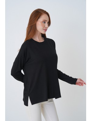 Mermaya Premium Kalite, Yırtmaçlı, Penye Bluz.