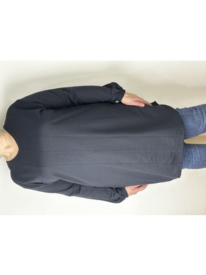 Yaşar Triko Kadın Lacivert Uzun Kollu Bilek Lastikli V Yaka Uzun Tunik