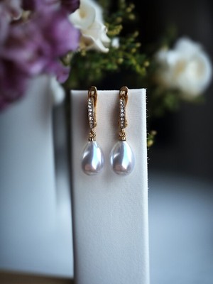 Fayra Accessories Zirkon Taşlı Mayorka Inci Küpe