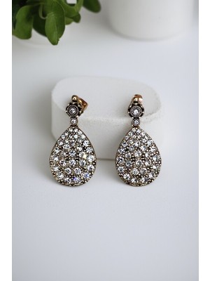 Fayra Accessories Zirkon Taş Işlemeli Su Damlası Küpe