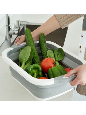 Güvenli Sepet Katlanabilir Süzgeçli Kesme Tahtası ve Badya